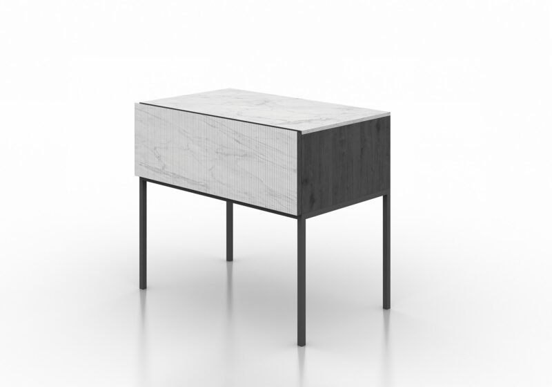 Marble, wood and metal bedside table, Maia