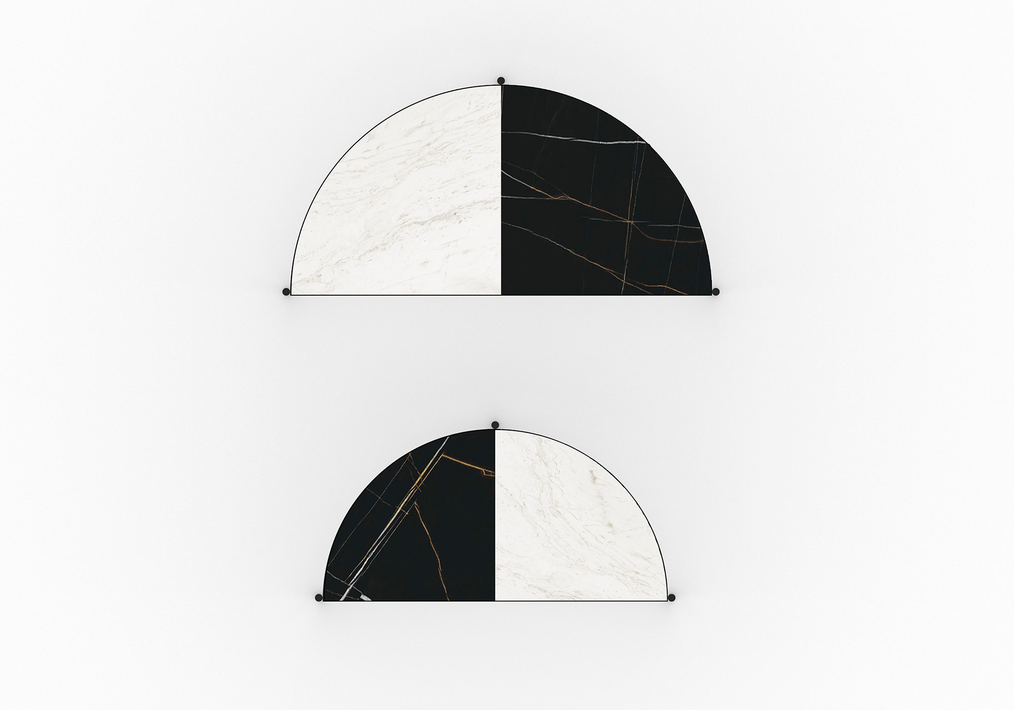 Semicircular marble side tables, Nekus - Image 2