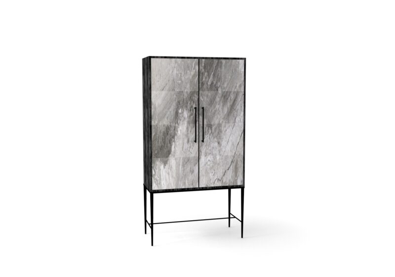 Marble living-room cupboard with metal legs, Tabit