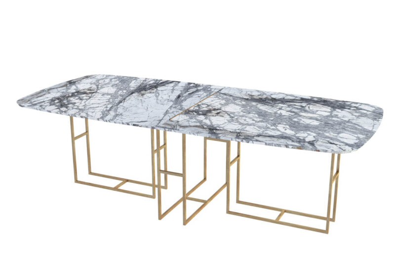 Semioval modular marble table, Lionrock
