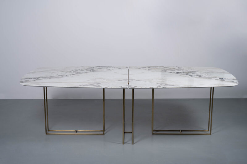 Semioval modular marble table, Lionrock - Image 6