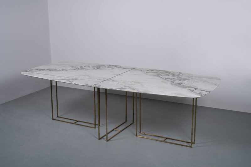Semioval modular marble table, Lionrock - Image 3