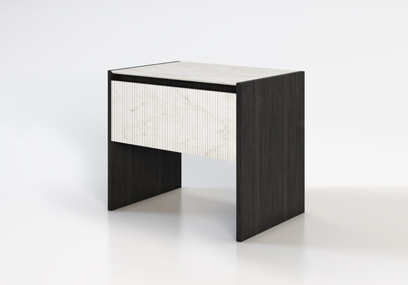 Marble and wood bedside table, Alasia - Image 13