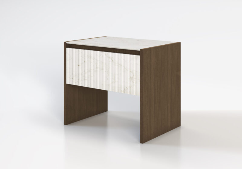 Marble and wood bedside table, Alasia - Image 12