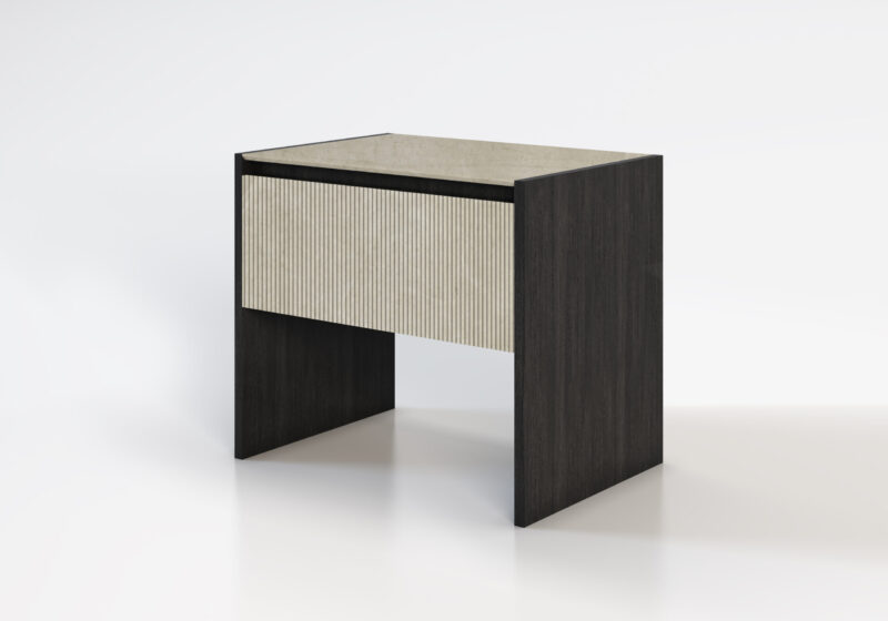 Marble and wood bedside table, Alasia - Image 11