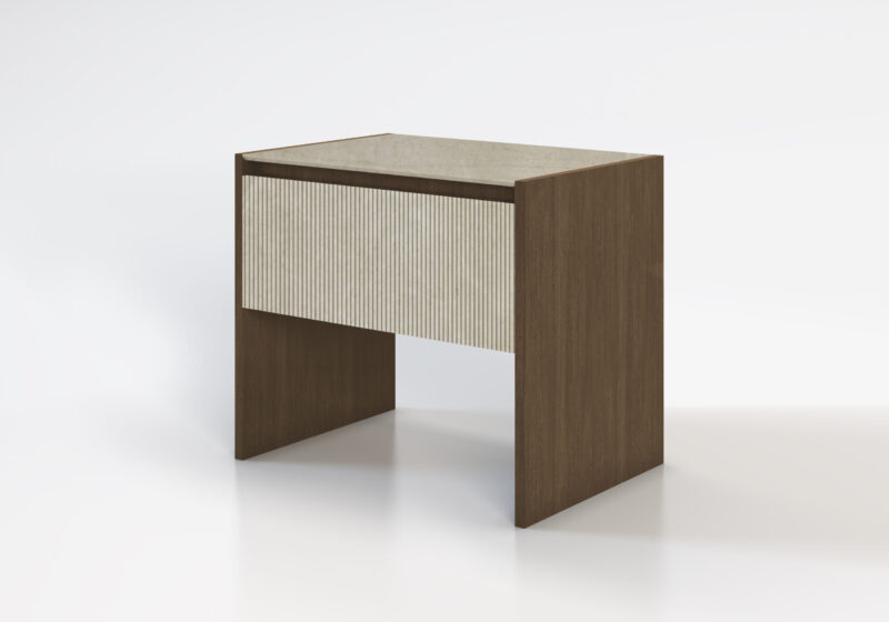 Marble and wood bedside table, Alasia - Image 10
