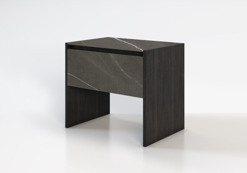 Marble and wood bedside table, Alasia - Image 14