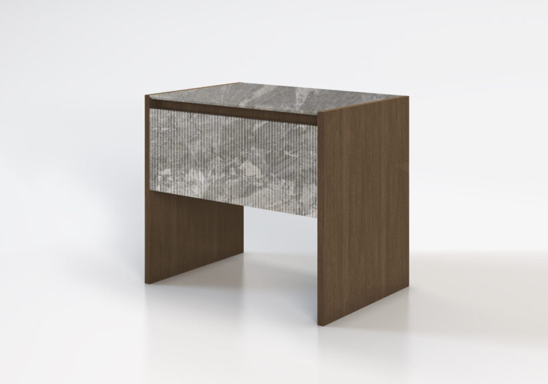 Marble and wood bedside table, Alasia - Image 9