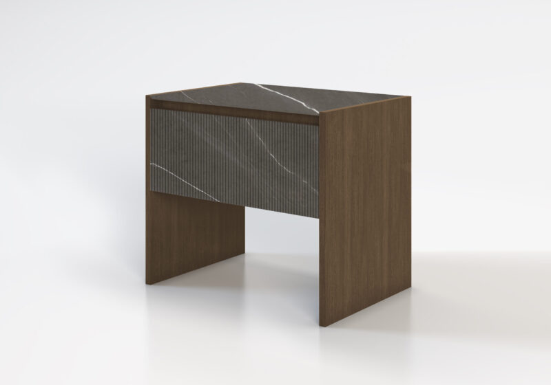 Marble and wood bedside table, Alasia - Image 8