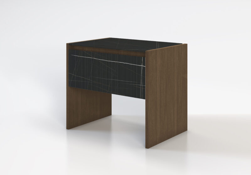 Marble and wood bedside table, Alasia - Image 6