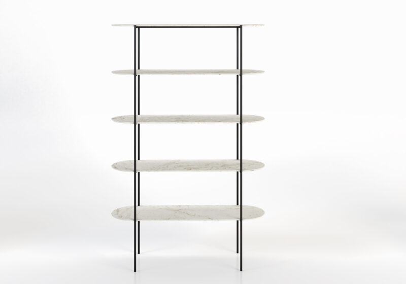 Metal bookcase with marble shelves, Kraz - Image 9