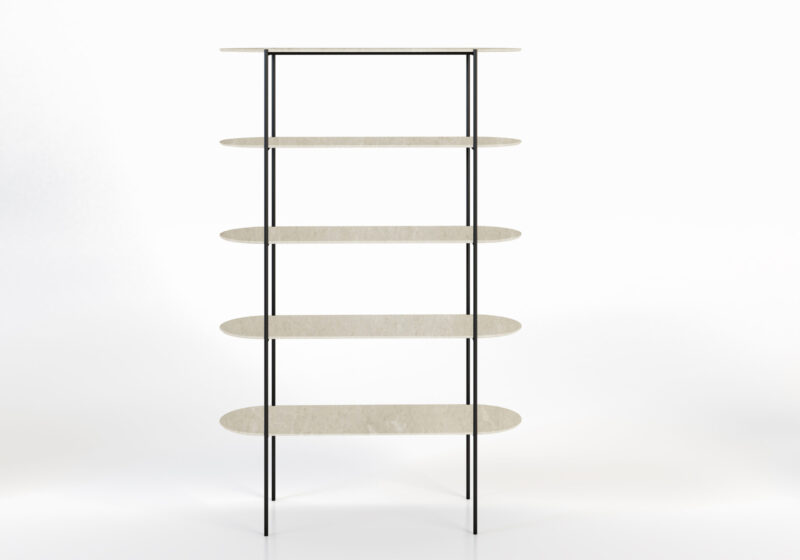 Metal bookcase with marble shelves, Kraz - Image 8