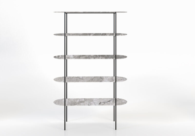 Metal bookcase with marble shelves, Kraz - Image 7