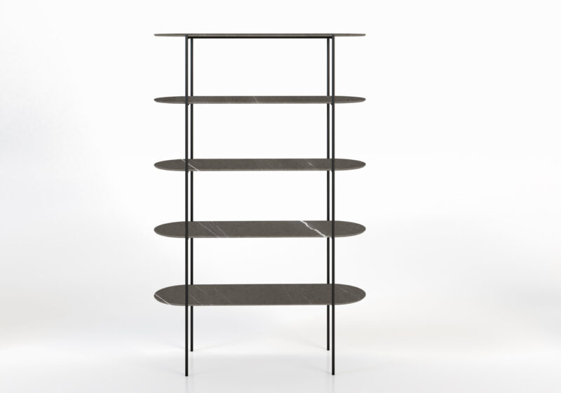 Metal bookcase with marble shelves, Kraz - Image 6