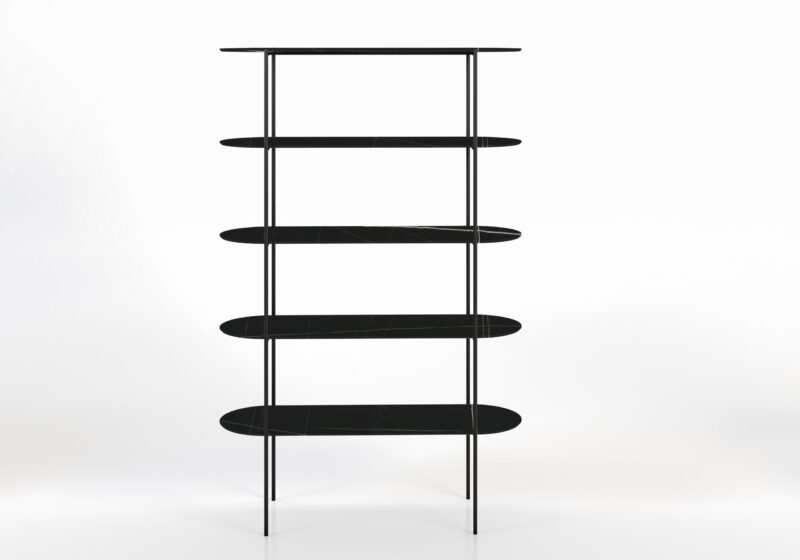Metal bookcase with marble shelves, Kraz - Image 5