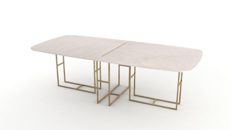 Semioval modular marble table, Lionrock - Image 13