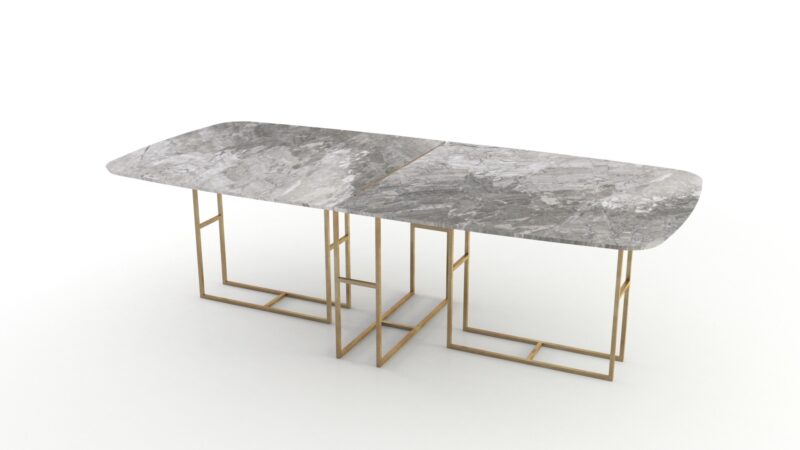 Semioval modular marble table, Lionrock - Image 12