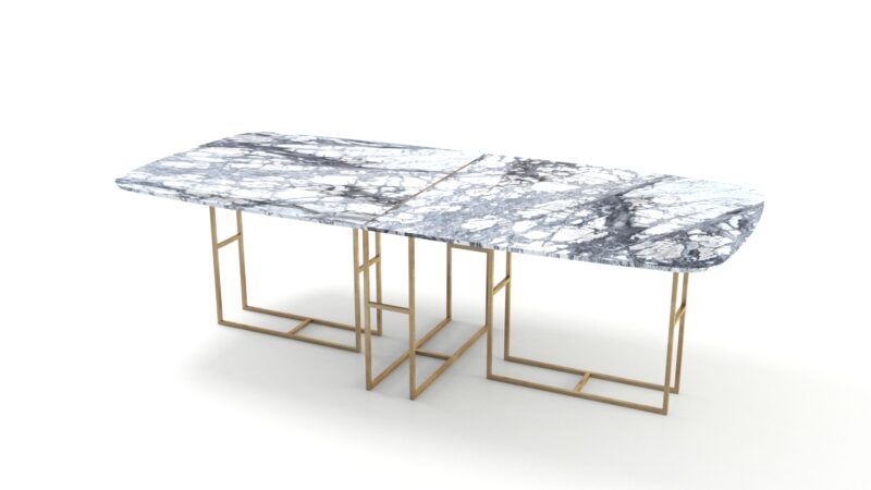 Semioval modular marble table, Lionrock - Image 11