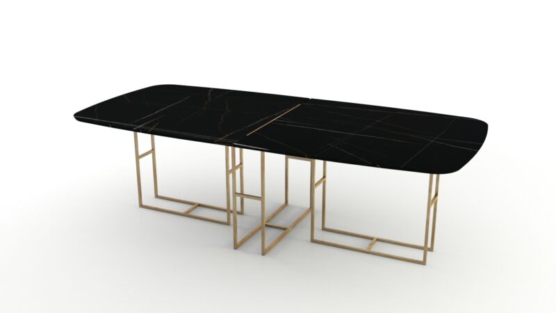 Semioval modular marble table, Lionrock - Image 9