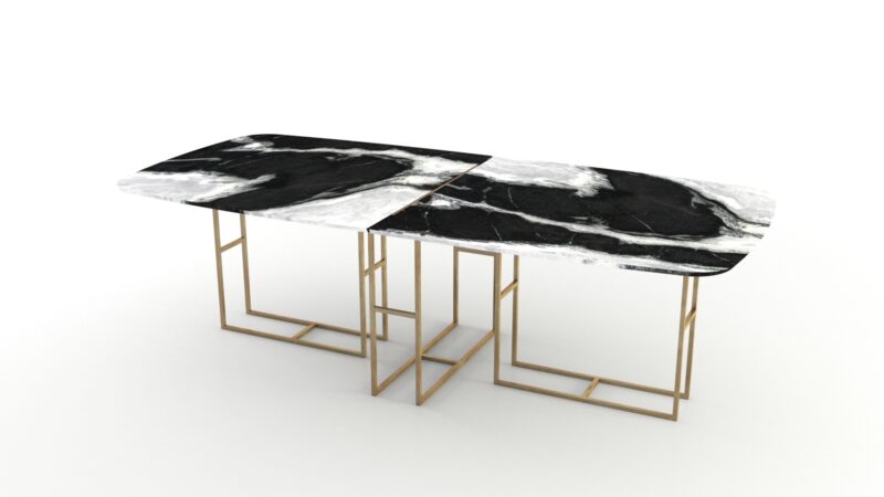 Semioval modular marble table, Lionrock - Image 8