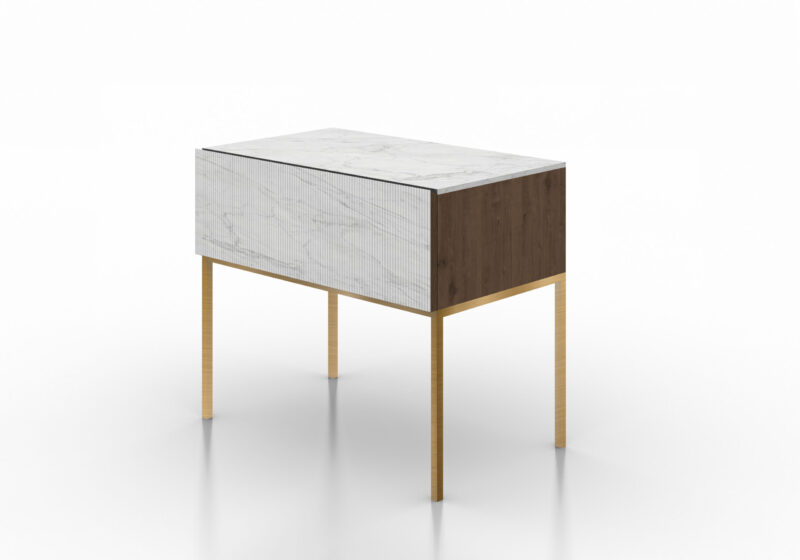 Marble, wood and metal bedside table, Maia - Image 18