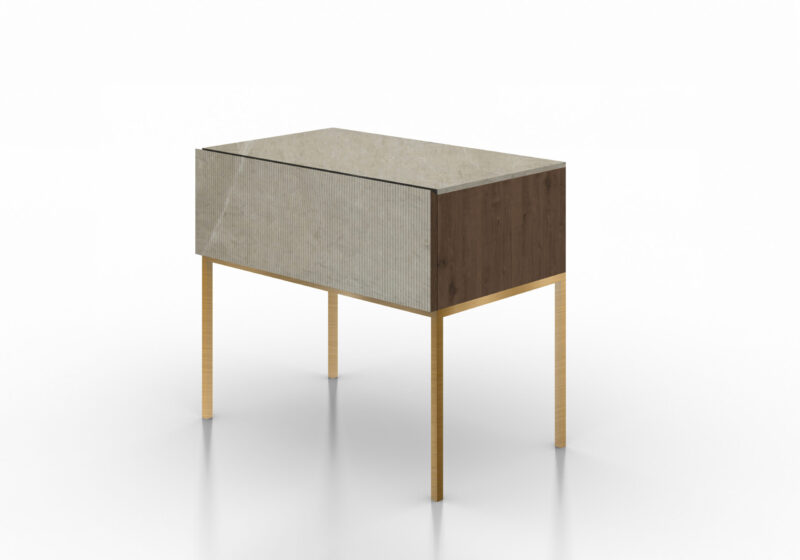 Marble, wood and metal bedside table, Maia - Image 14