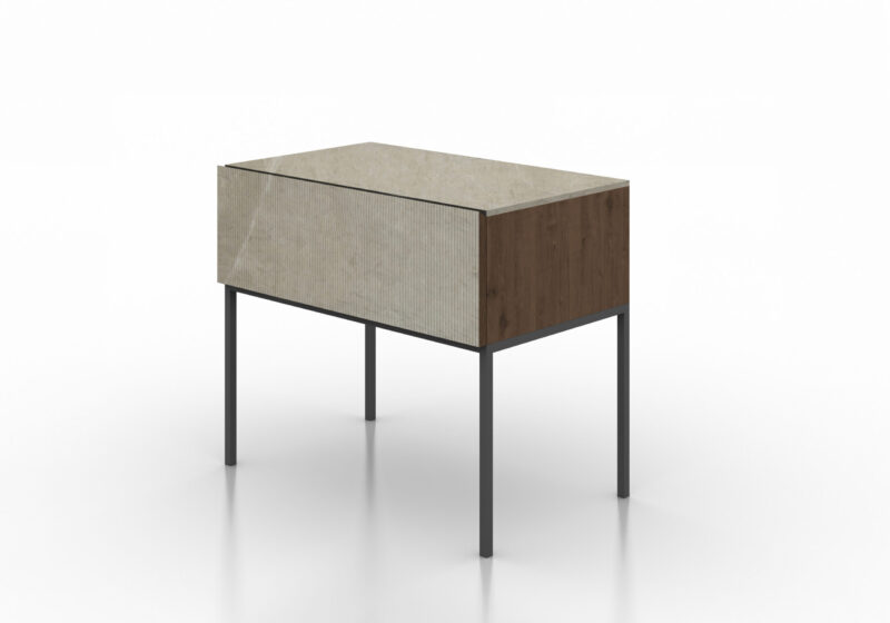 Marble, wood and metal bedside table, Maia - Image 13