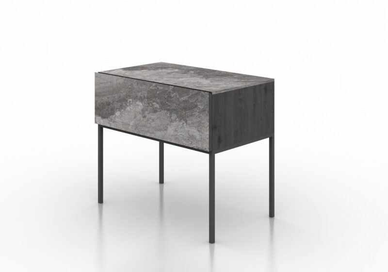 Marble, wood and metal bedside table, Maia - Image 11