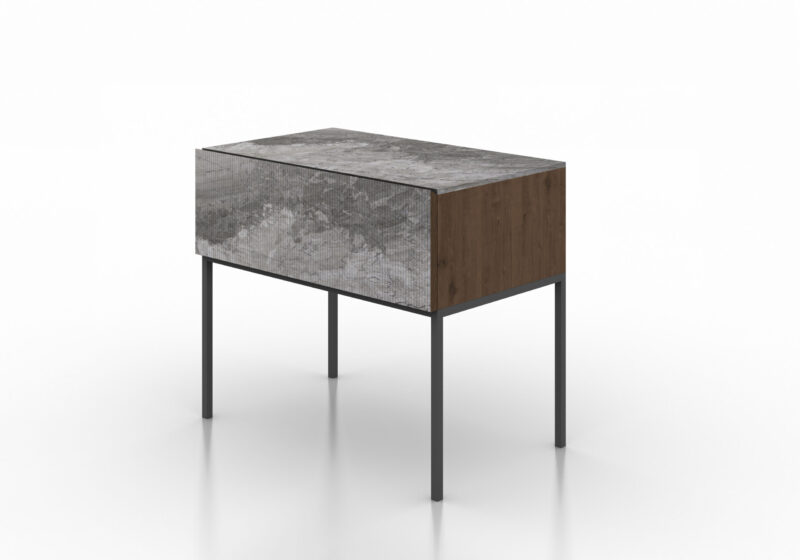 Marble, wood and metal bedside table, Maia - Image 9
