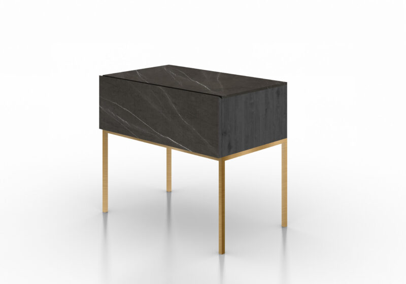 Marble, wood and metal bedside table, Maia - Image 8