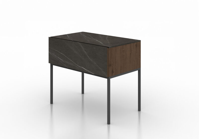 Marble, wood and metal bedside table, Maia - Image 5
