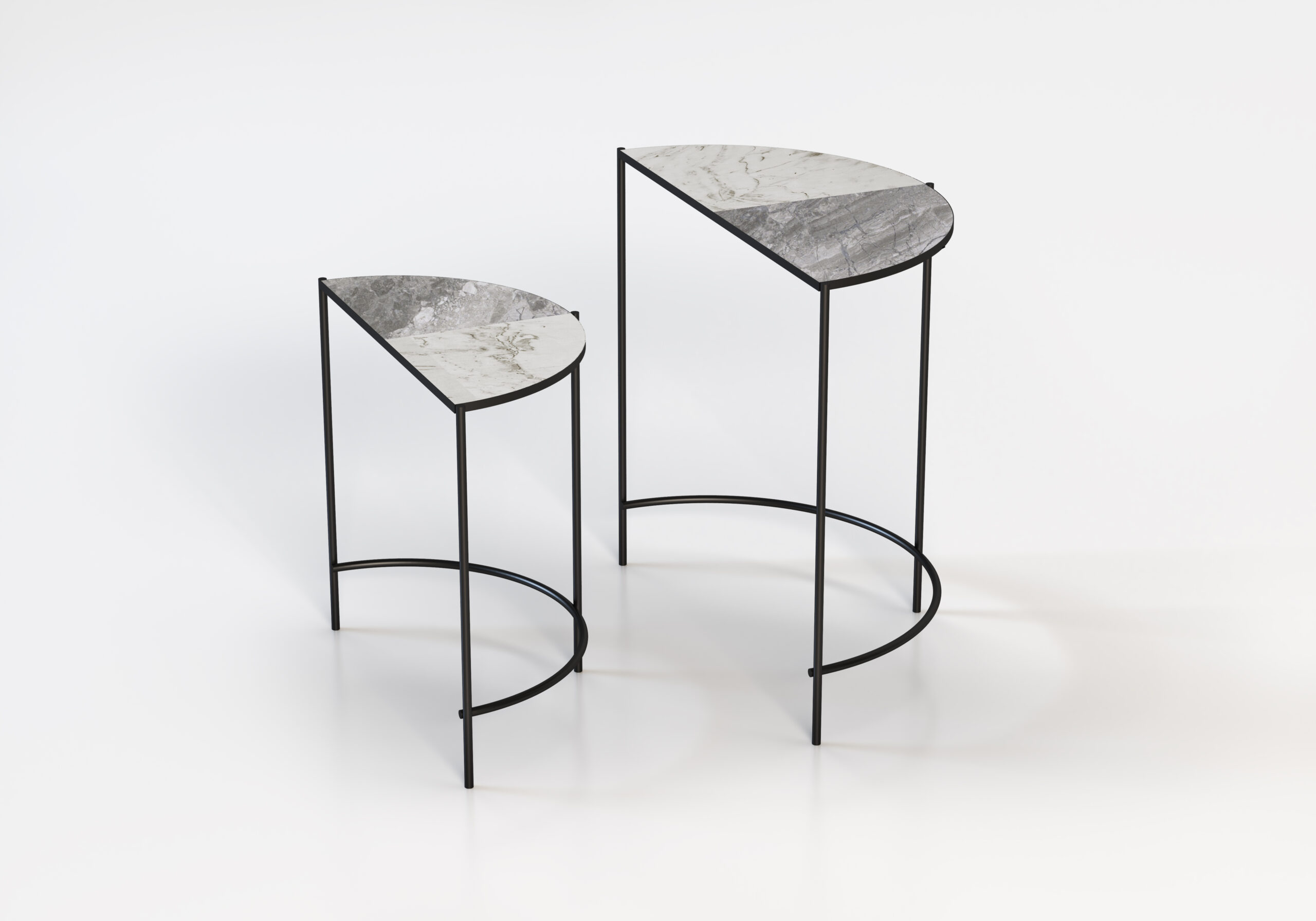 Semicircular marble side tables, Nekus - Image 5
