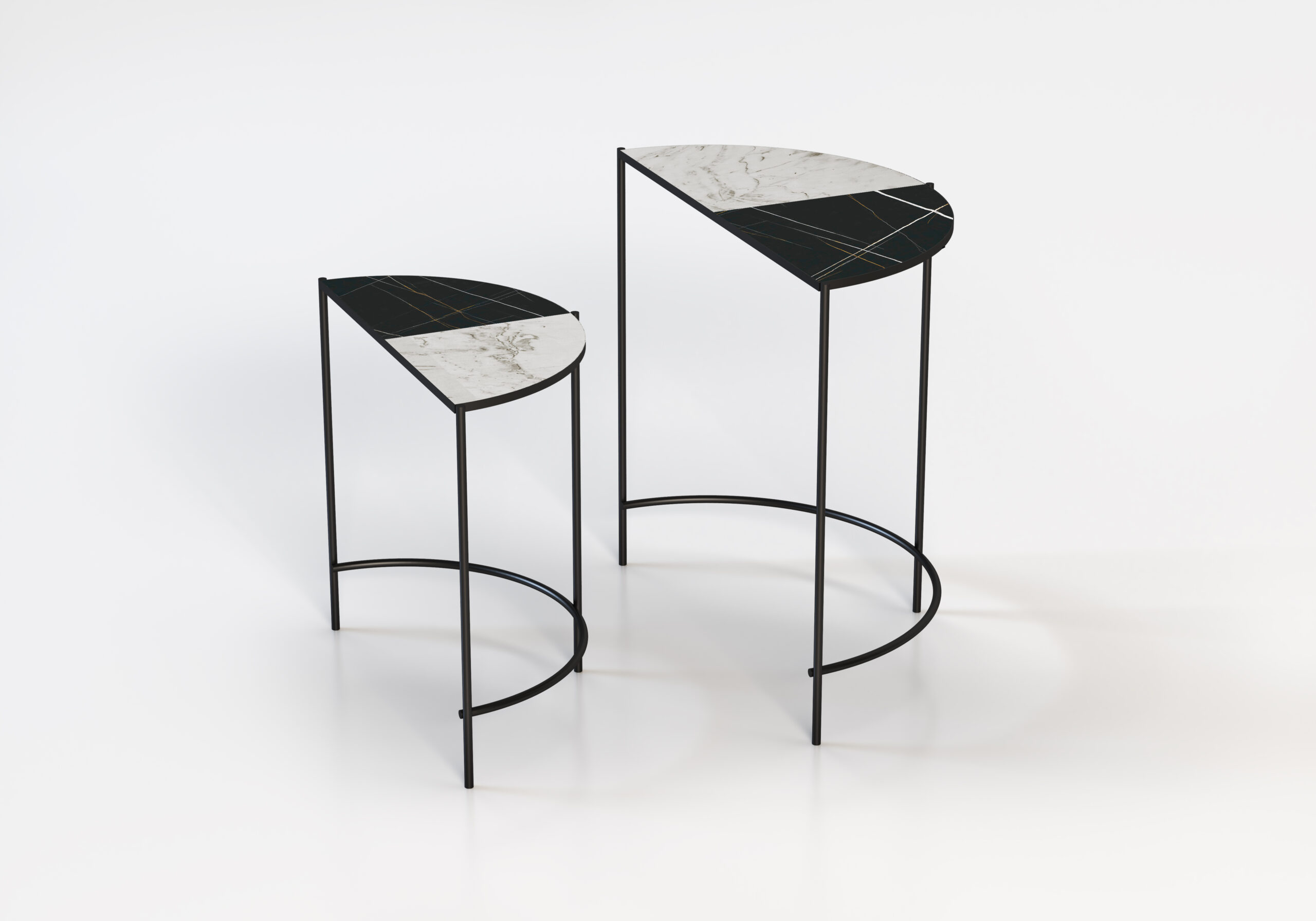 Semicircular marble side tables, Nekus - Image 3