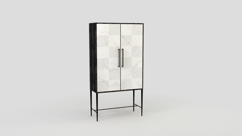 Marble living-room cupboard with metal legs, Tabit - Image 21