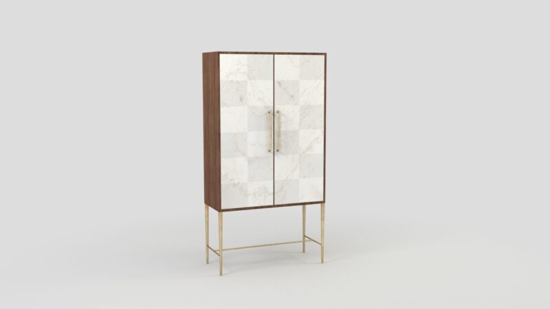 Marble living-room cupboard with metal legs, Tabit - Image 20