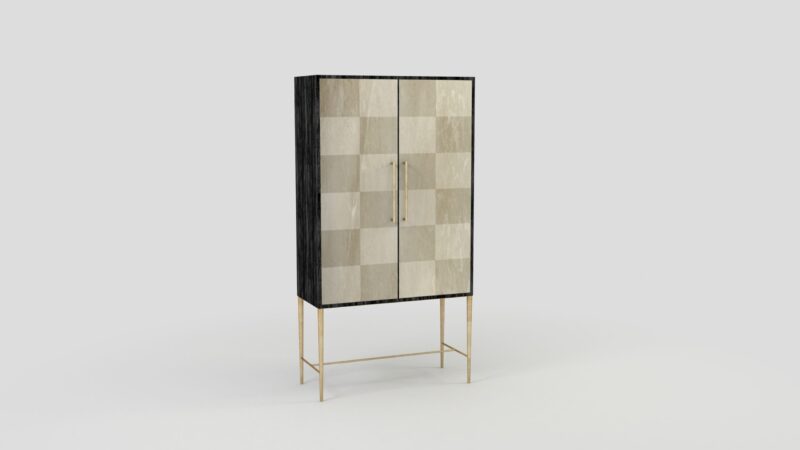 Marble living-room cupboard with metal legs, Tabit - Image 18