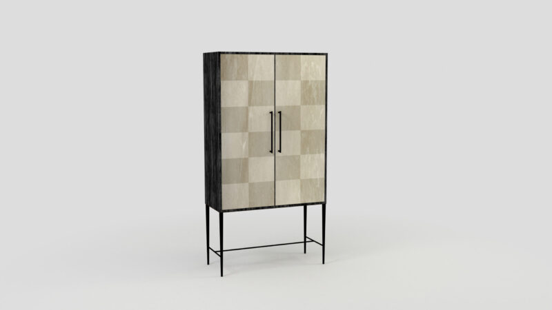Marble living-room cupboard with metal legs, Tabit - Image 17