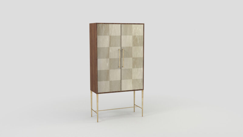 Marble living-room cupboard with metal legs, Tabit - Image 16