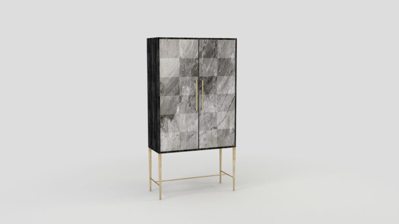 Marble living-room cupboard with metal legs, Tabit - Image 14