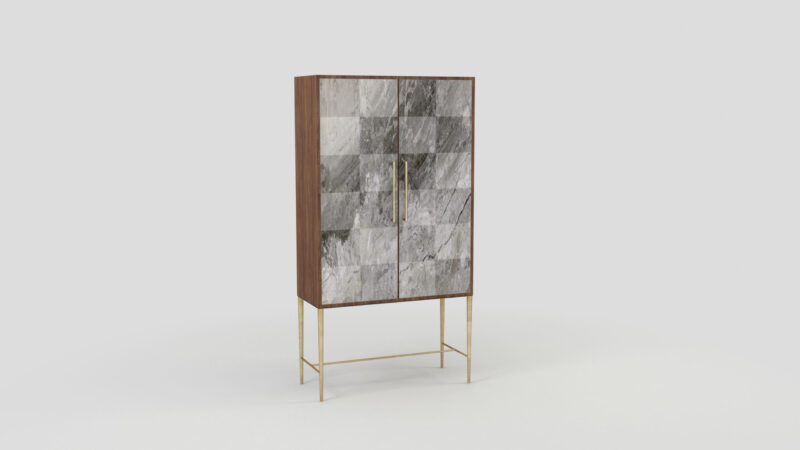 Marble living-room cupboard with metal legs, Tabit - Image 12
