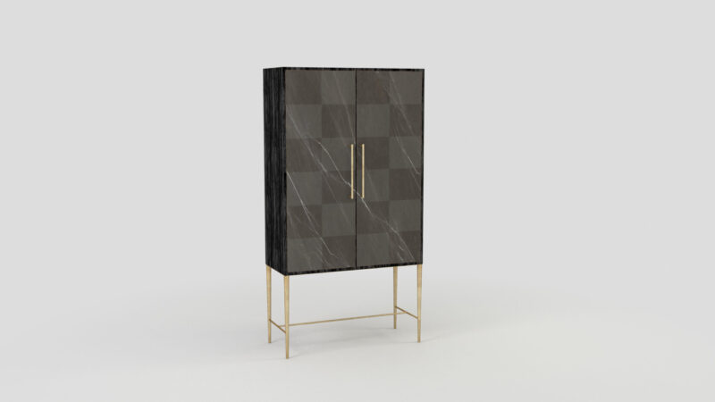 Marble living-room cupboard with metal legs, Tabit - Image 10