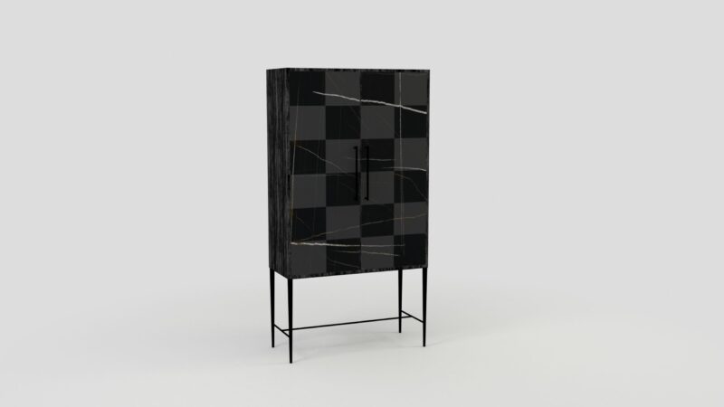 Marble living-room cupboard with metal legs, Tabit - Image 5