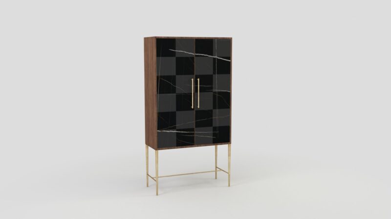 Marble living-room cupboard with metal legs, Tabit - Image 4