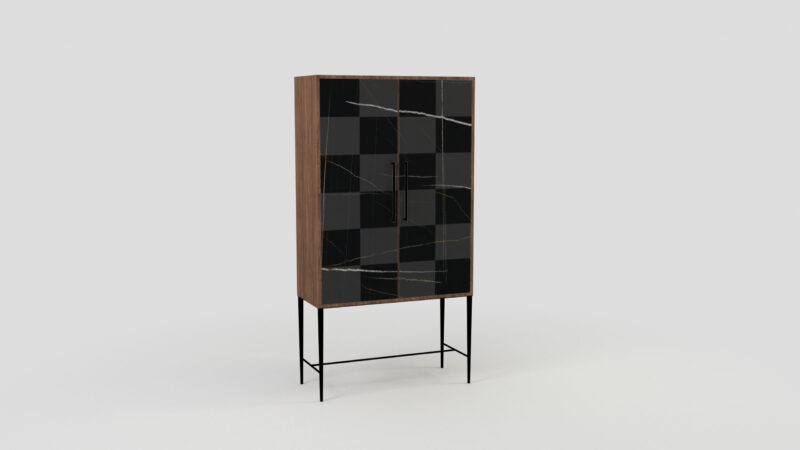 Marble living-room cupboard with metal legs, Tabit - Image 3