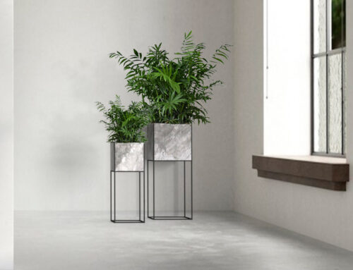 Maceteros altos de piedra modernos y elegantes