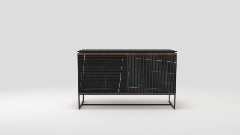 Marble and wood sideboard with metal legs, Naos - Image 3