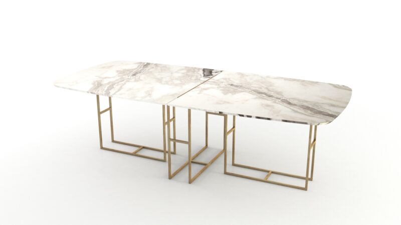 Semioval modular marble table, Lionrock - Image 7