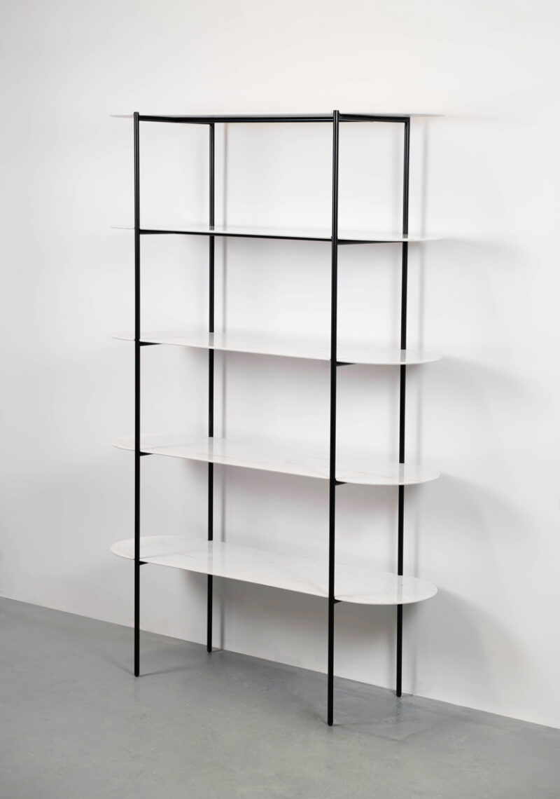 Metal bookcase with marble shelves, Kraz - Image 3