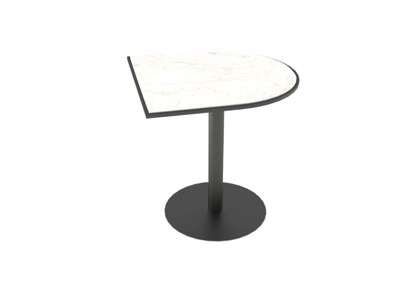 Mesa de pared de mármol blanco y vetas doradas Calacatta Gold con patas negras