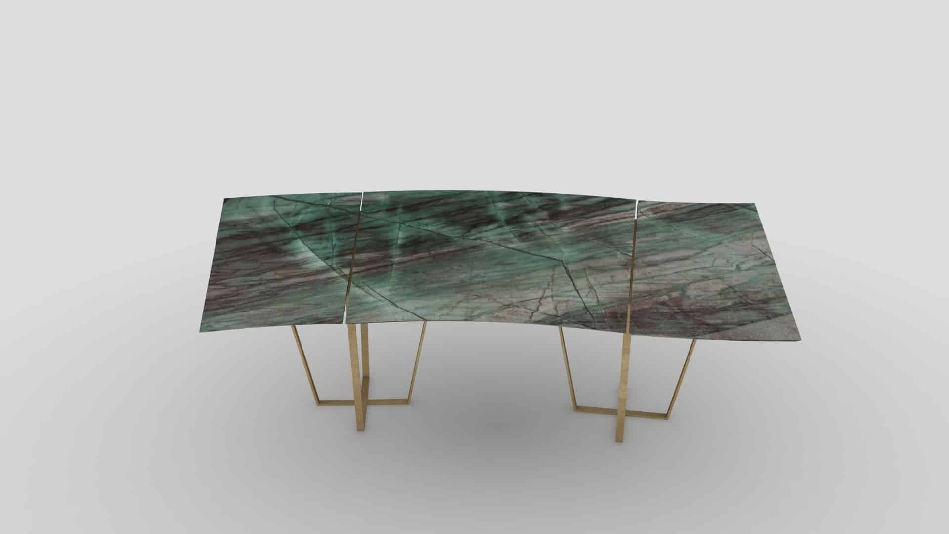 Sargas, mesa de mármol ondulada y modular